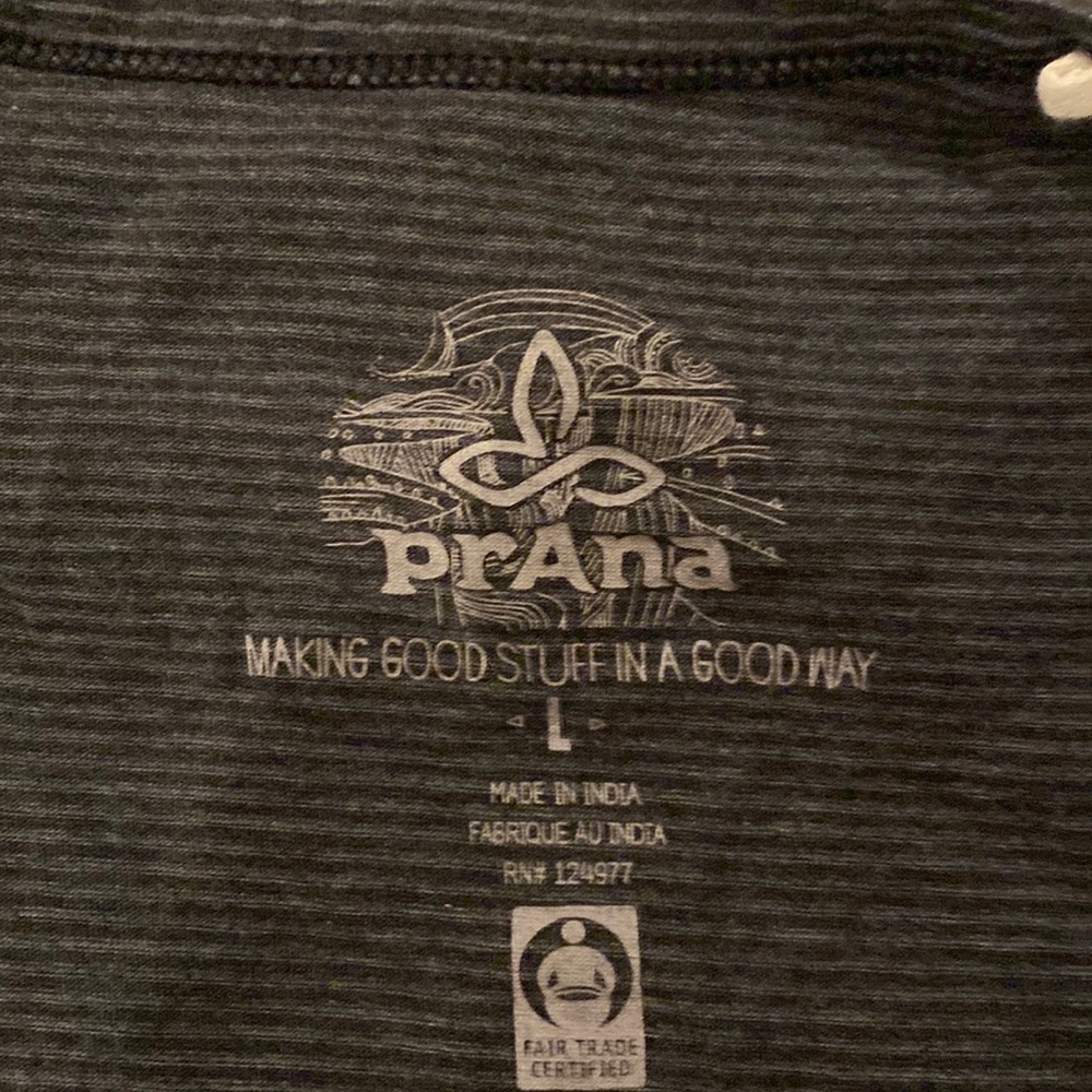Large Prana tank top. Black with gray stripes.